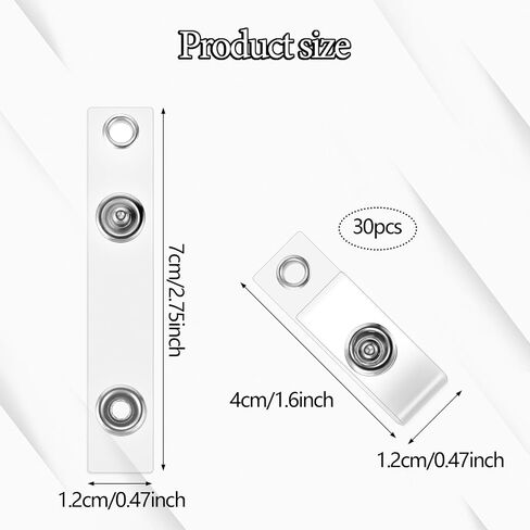 15 Pcs Badge Holder Clip ID Badge Clip Clear ID Badge Holder Straps with Snap PVC Transparent Vinyl Badge Holder Replacement Badge Clips with Snap and Eyelet for Name Tags Lanyards Keychains in Kuwait