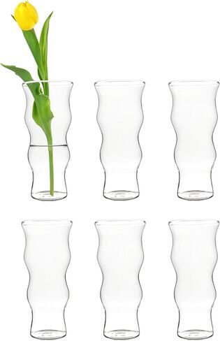 CYS EXCEL Glass Bud Vases Set of 6 Clear Mini Small Flower Vases Wedding Centerpiece Table Decorations Event Party Home Décor Floral Arrangement in Saudi Arabia