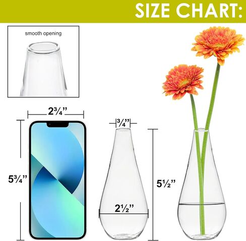 CYS EXCEL Glass Bud Vases Set of 6 Clear Mini Small Flower Vases Wedding Centerpiece Table Decorations Event Party Home Décor Floral Arrangement in Saudi Arabia