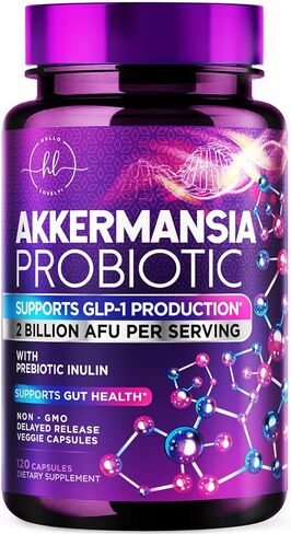 Akkermansia Probiotic Supplement with Prebiotic Inulin Fiber - 2 Billion AFU to Support GLP-1 Production, Digestive Health, Immune Support - Akkermansia Muciniphila Good Gut Health - 120 Capsules in Saudi Arabia