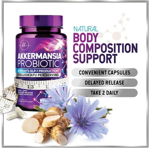 Akkermansia Probiotic Supplement with Prebiotic Inulin Fiber - 2 Billion AFU to Support GLP-1 Production, Digestive Health, Immune Support - Akkermansia Muciniphila Good Gut Health - 120 Capsules in Saudi Arabia
