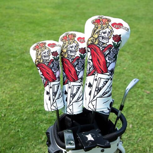 Golf Club Cover Poker Queen Golf Driver Cover Fariway Wood Headcover Hybrid Head Covers Golf Club Covers for Most Brand in Saudi Arabia
