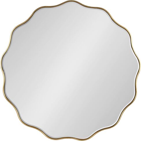 مرآة مستديرة حديثة ذات صدفة من كيت آند لوريل فيونا، قطر 81.28 سم، ذهبية، مرآة حائط دائرية مزخرفة مع حافة مموجة فريدة ولمسة نهائية ذهبية ساحرة in Saudi Arabia