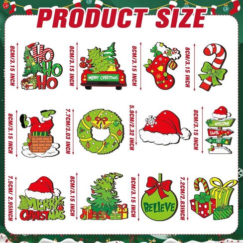 36 Pcs Christmas Wooden Ornaments Lime Green Red Christmas Tree Ornaments Decorative Holiday Wood Cutouts Slices Tag Label Hanging Christmas Decor for Xmas Tree Home Party(Classic Style) in Saudi Arabia