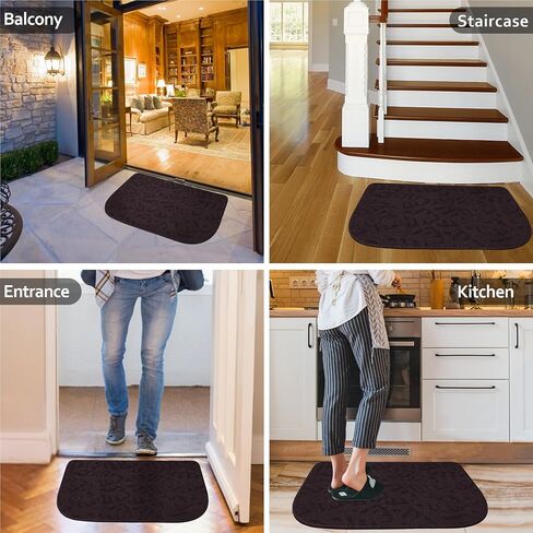 TOONOW Indoor Doormats Front Door Mat,32 "x17, Low-Profile Machine Washable Kitchen Rug, Absorbent Mud Half Round Entrance Mat for Outdoors, Entryway, Patio, Bedroom, Beige in Saudi Arabia