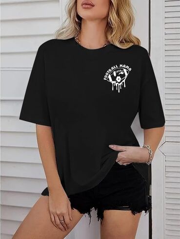 Oversized Football Mom Shirt : Women Funny Game Day Shirts Somebody's Loud Mouth Football Mama Tshirt Football Season Tops in Kuwait