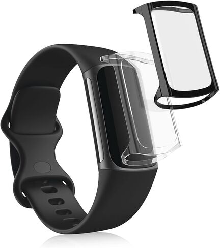 kwmobile Case Compatible with Fitbit Charge 6 / Charge 5 Case - 2X TPU Silicone Fitness Tracker Cover - Transparent/Rose Gold in Saudi Arabia