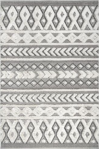 nuLOOM Rebecca Tribal 2x8 Runner Shag Rug for Living Room Bedroom Dining Room Nursery Entryway Hallway Kitchen, Beige/Ivory in Saudi Arabia