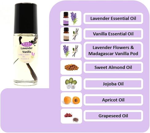 Wagi Lavender Vanilla Hand and Body Oil Roll-On 30ml Essential Oil Blends Aromatherapy in Saudi Arabia