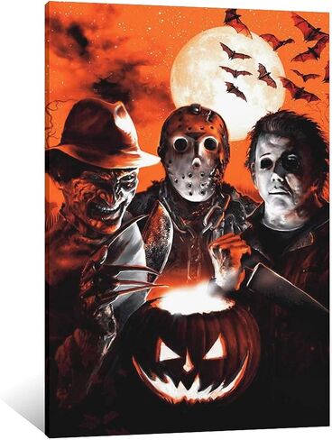 ZEEZFA Halloween Horror Michael Myers Freddy Krueger Canvas Art Poster and Wall Art Picture Print Modern Family Bedroom Decor Posters 16x24inch(40x60cm) in Saudi Arabia
