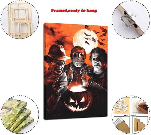 ZEEZFA Halloween Horror Michael Myers Freddy Krueger Canvas Art Poster and Wall Art Picture Print Modern Family Bedroom Decor Posters 16x24inch(40x60cm) in Saudi Arabia