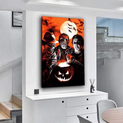 ZEEZFA Halloween Horror Michael Myers Freddy Krueger Canvas Art Poster and Wall Art Picture Print Modern Family Bedroom Decor Posters 16x24inch(40x60cm) in Saudi Arabia