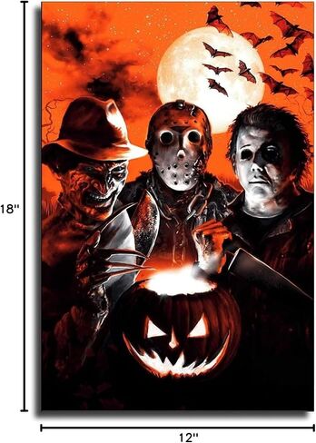 ZEEZFA Halloween Horror Michael Myers Freddy Krueger Canvas Art Poster and Wall Art Picture Print Modern Family Bedroom Decor Posters 16x24inch(40x60cm) in Saudi Arabia