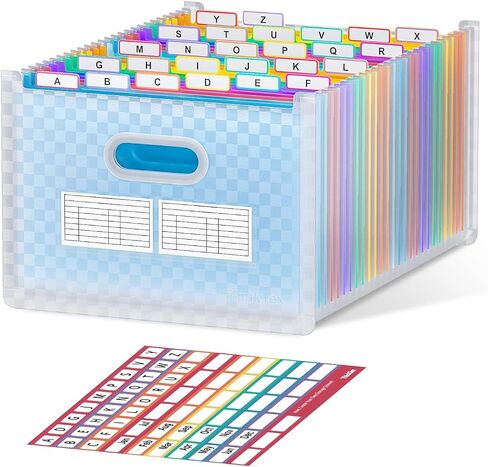 ThinkTex 12 Pockets Accordion File Organizer, Upright & Open Top, Monthly Colorful Tabs, Larger Capacity Expanding File Folder, Letter/A4 Size for School, Home and Office - BLACK in Saudi Arabia