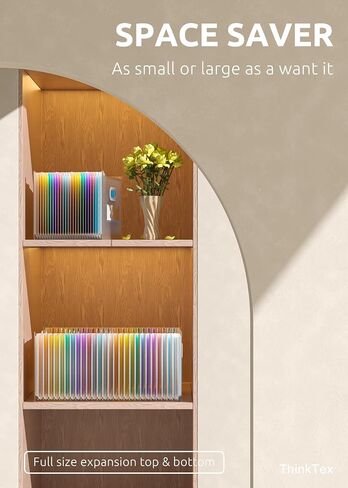 ThinkTex 12 Pockets Accordion File Organizer, Upright & Open Top, Monthly Colorful Tabs, Larger Capacity Expanding File Folder, Letter/A4 Size for School, Home and Office - BLACK in Saudi Arabia