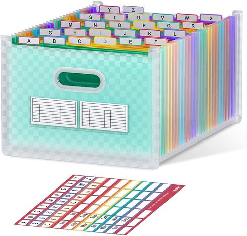 ThinkTex 12 Pockets Accordion File Organizer, Upright & Open Top, Monthly Colorful Tabs, Larger Capacity Expanding File Folder, Letter/A4 Size for School, Home and Office - BLACK in Saudi Arabia