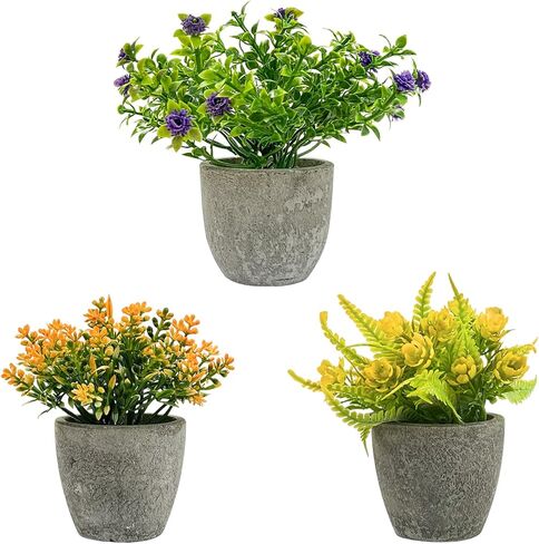 3 عبوات من النباتات المزيفة المصغرة، نباتات صغيرة بوعاء من صنع الإنسان، خضرة مزيفة صغيرة لديكور المنزل والمكتب الأنيق على الرفوف والمكاتب والحمامات وغرف النوم وغرف المزرعة in Kuwait