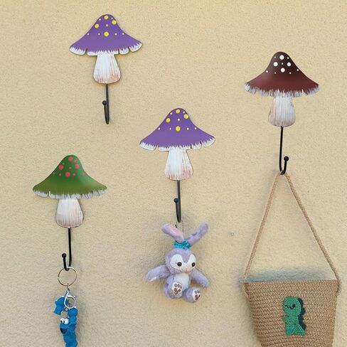 Mushroom Hooks, 3Pcs Decoration Robe Hook,Decorative Wall Hooks Mixed Color Mushroom Hooks for Hanging Keys, Hats Wall Hooks Wall Hooks Decorative Decorative Hooks (Green+Purple+Coffee) in Saudi Arabia