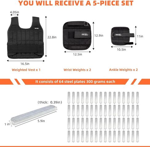 Adjustable Weighted Vest Set 44 lb with Wrist and Ankle Weights for Men Women BeatBoost Weight Vest with 64 Steel Plates Weights for Walking Strength Training Running Workout in Saudi Arabia