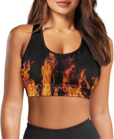 Black Sport Bra Top Back Pocket Racerback Running Bra for Workout Gym Activewear Yoga Sport Bras for Women,Black in Saudi Arabia