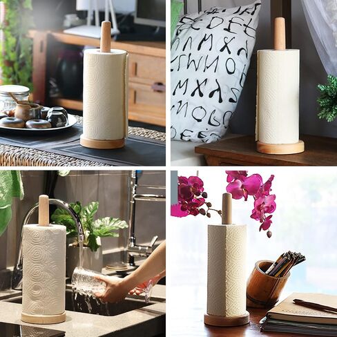 DrDirt Bamboo Paper Towels 5-Pack with Beech Wood Holder - 173 Sheets/Roll, Plastic-Free, Sustainable, Strong & Absorbent Kitchen Towels in Saudi Arabia