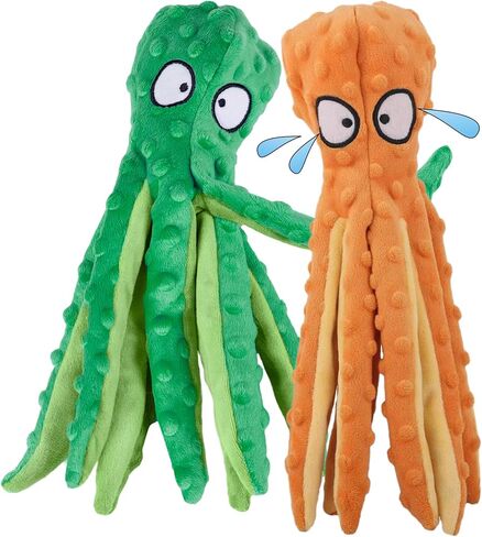 2 Pack Squeaky Dog Toys, Octopus Plush Dog Toys Stuffless Crinkle Pet Toys for Small, Medium, Large Dogs Teething, Durable Interactive Dog Chew Toys in Saudi Arabia
