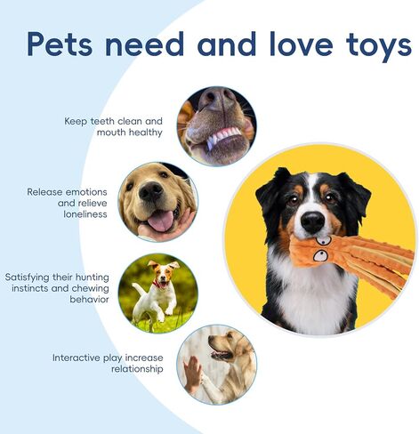 2 Pack Squeaky Dog Toys, Octopus Plush Dog Toys Stuffless Crinkle Pet Toys for Small, Medium, Large Dogs Teething, Durable Interactive Dog Chew Toys in Saudi Arabia
