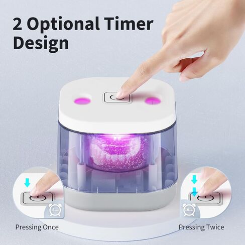 Ultrasonic Jewelry Cleaner, Portable Retainer Cleaner Machine, Rechargeable Cleaner Can Be Used 30-40 Times Without Power, 45KHz Frequency with UV Cleaner for All Dental Appliance (White) in Saudi Arabia