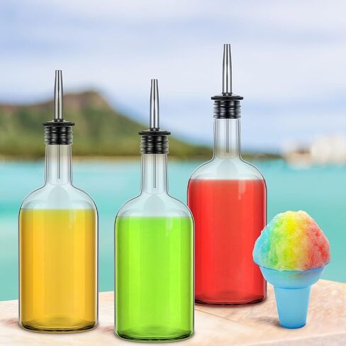 Baderke 8 Pack 17 oz Glass Long Neck Bottles with Pourer and Caps Glass Bar Juice Pour Bottles Syrup Bottles with Stainless Steel Bottle Pourer Tapered Spout for Liquor Wine Juice Snowcone Syrup in Saudi Arabia