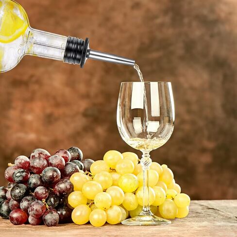 Baderke 8 Pack 17 oz Glass Long Neck Bottles with Pourer and Caps Glass Bar Juice Pour Bottles Syrup Bottles with Stainless Steel Bottle Pourer Tapered Spout for Liquor Wine Juice Snowcone Syrup in Saudi Arabia