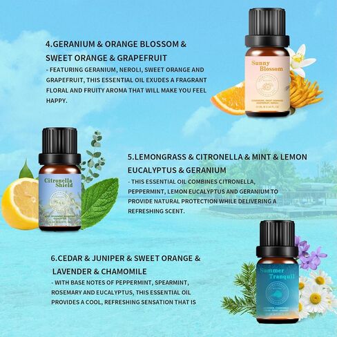 Fall Essential Oils Set - Pure Plant Extracts, Oil Diffuser Essential Oils, Essential Oils for Diffusers for Home, includes Citrus Burst, Freshness, Cozy Reunion, Fiesta, Leaf Aroma, Aromatic in Saudi Arabia