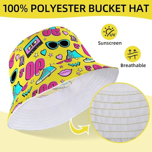 Bucket Hat Unisex Print Cute Fashion Fisherman Hats Outdoor Summer Beach Sun Hats for Men Women in Saudi Arabia