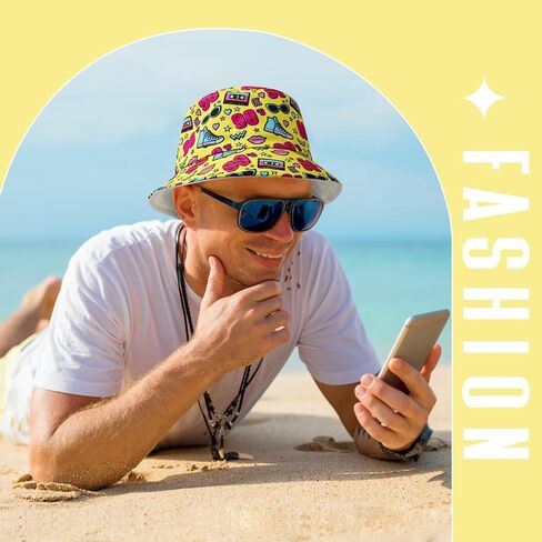 Bucket Hat Unisex Print Cute Fashion Fisherman Hats Outdoor Summer Beach Sun Hats for Men Women in Saudi Arabia
