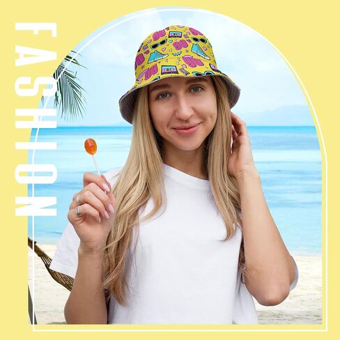Bucket Hat Unisex Print Cute Fashion Fisherman Hats Outdoor Summer Beach Sun Hats for Men Women in Saudi Arabia