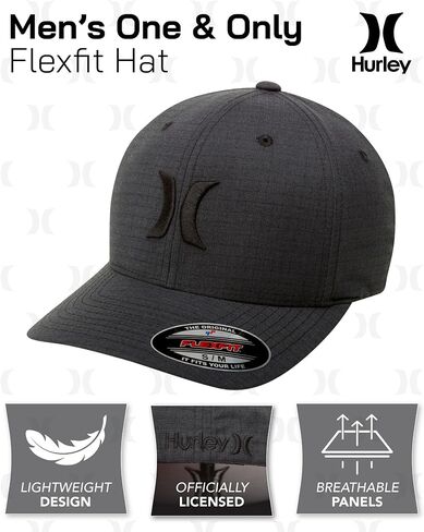 Hurley Men's Caps - One & Only Flexfit Textures Cap - Fitted Hats for Men, S-XL, Size Small-Medium, Light Grey in Saudi Arabia