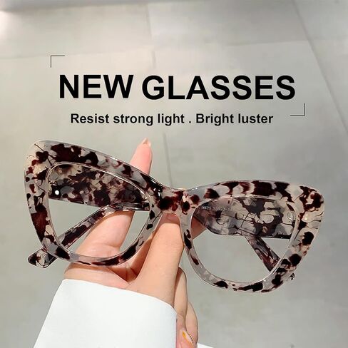 Oversized Blue Light Blocking Glasses for Women Men Trendy Cat Eye Fake Computer Gaming Eyeglasses in Saudi Arabia
