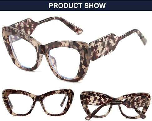 Oversized Blue Light Blocking Glasses for Women Men Trendy Cat Eye Fake Computer Gaming Eyeglasses in Saudi Arabia