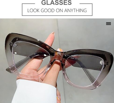 Oversized Blue Light Blocking Glasses for Women Men Trendy Cat Eye Fake Computer Gaming Eyeglasses in Saudi Arabia