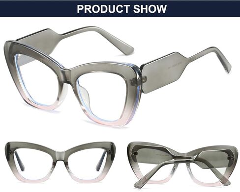 Oversized Blue Light Blocking Glasses for Women Men Trendy Cat Eye Fake Computer Gaming Eyeglasses in Saudi Arabia