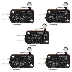 مفتاح ميكرو، V-165-1C25، SPDT، رافعة دوارة قصيرة، 16 أمبير 250 فولت تيار متردد، 5 قطع