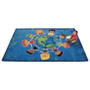 Carpets for Kids 4415 Give The Planet a Hug Rug 6ft x 9ft Rectangle Blue