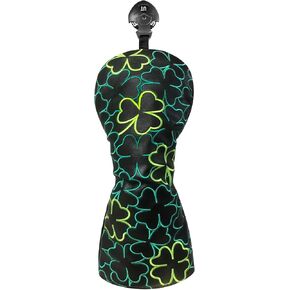 WTLJQQY Golf Club Covers - 1pc or Set Green Lucky Clover Embroidery Golf Headcovers - Golf Club Wood Head Covers PU Leather for Driver Headcover, Hybrid Head Cover,Fairway 3 5 Wood Head Covers in Kuwait