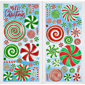 CYNOSA Christmas Window Clings Candy Cane Christmas Decorations Christmas Stickers Christmas Candy Window Decals Christmas Window Decorations Candyland Xmas Decorations School Home Wall Window Decor