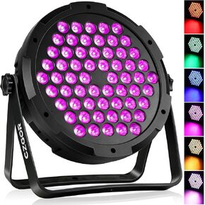 2Pack Stage Par Light +3.2ft DMX Cable, LED RGB 60led 3in1 LED Par Light DMX 512 Control for Family Party Wedding Party Club Christmas Stage Lighting (no Remote Control)