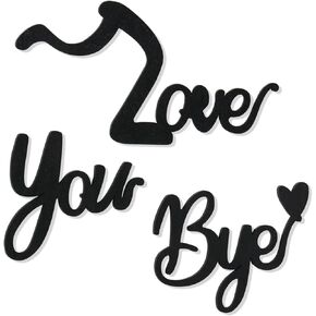 علامة LOVE YOU BYE الخشبية، ديكور حائط أسود، ديكور بوهو، هدية حلوة للتعبير عن الحب، فن جداري حديث لغرفة المعيشة، غرفة النوم، المدخل، الفناء، باب المدخل (أسود الطراز 1) in Kuwait