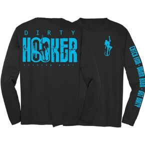 Dirty Hooker Long Sleeve Fishing Shirt for Men Classic Blue Logo - Uv Protection Long Sleeve Shirt Men -Dry Fit Swim Shirt