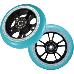 Envy Scooters 10-Spoke 100mm Wheels Pair - 100mm x 24mm - Silver/Black in Kuwait