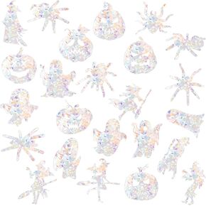24pcs Anti-Collision Window Bird Stickers, Halloween Window Clings Decorations Bird Window Strike Prevention Static Rainbow Window Decal to Prevent People and Birds from Hitting Window Glass