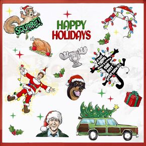 Mfault Happy Holiday Christmas Classic Movie Window Clings 9 Sheets, Xmas Vacation Clark Cat Dog Squirrel Deer Decorations, Car Tree New Year 2025 Party Home Kitchen Decor Holiday Gift in Kuwait