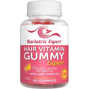 Bariatric Expert Hair Vitamin Gummies – Fast-Melting Dietary Supplement for Adults Post Bariatric Surgery, Nutritionist Recommended, Essential Daily Formula for Optimal Wellness - 60 Count